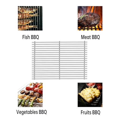 Kalomo Grill Grates Parts for Weber Genesis Grill 66803, 66096, Weber Genesis II E-610, Genesis II LX E-640 S-640, CSE-315, CSS-315, 18”Stainless Steel Grids BBQ Gas Grill Replacement Parts