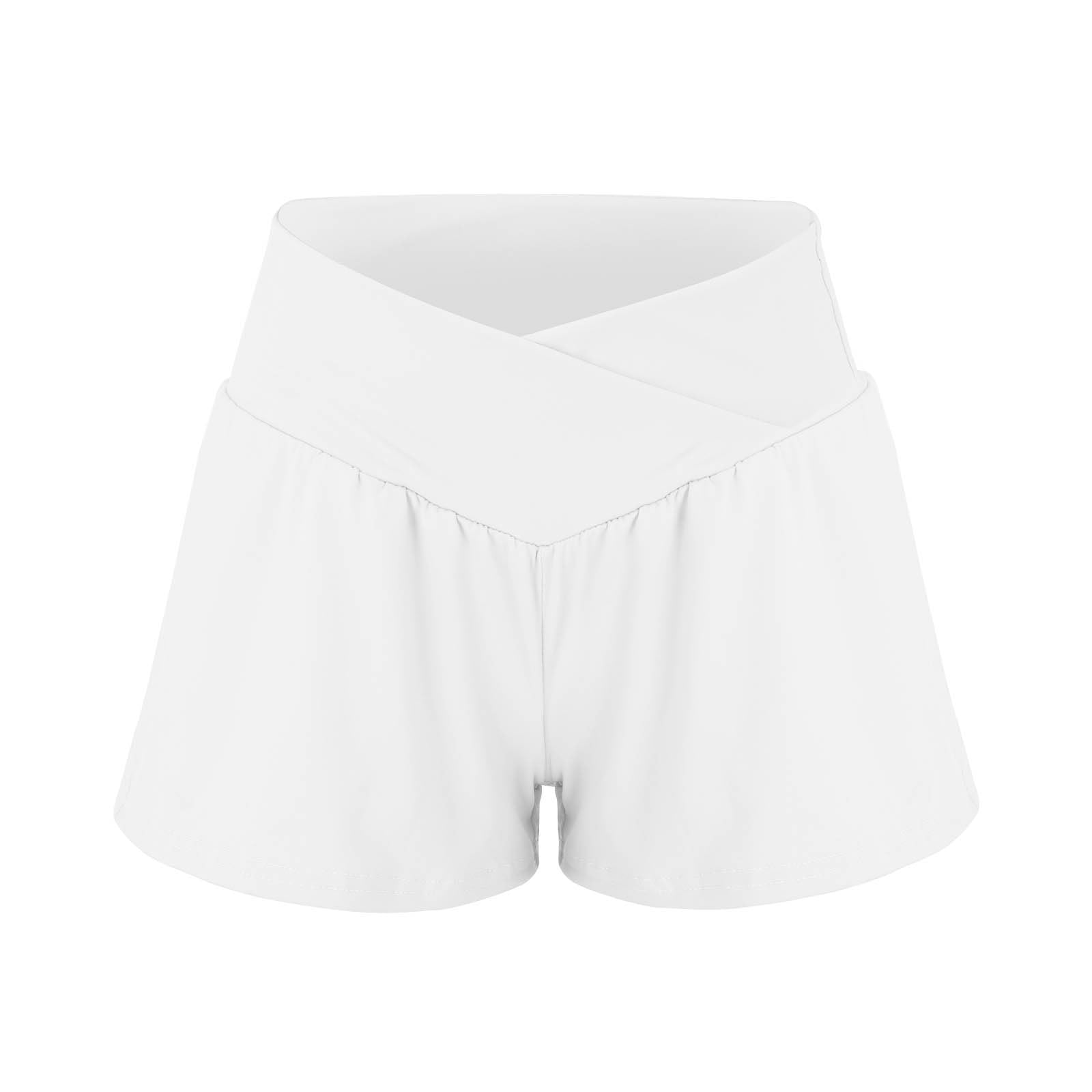 Generisch Short pour homme et femme, grande taille, sportif, décontracté, taille élastique, short de yoga, couleur unie, entraînement, course, gym, leggings, short, basique