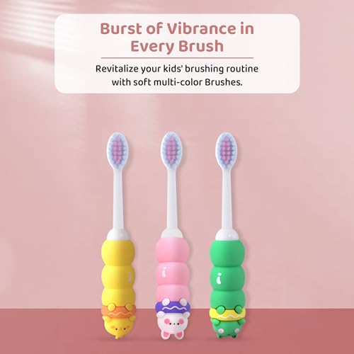 Image of StarAndDaisy Toddler Manual Toothbrush, Soft Bristles, Toddler Toothbrushes, Kids& Training W /Teething Handle, 4+ Years. (Pink), 1 Piece
