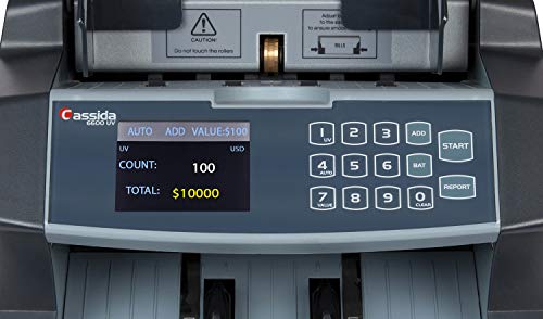 Cassida 6600 Money Counter UV Counterfeit Detection Bill Counter Mixed Denomination Machine Business Grade Currency Counter - Thumbnail 6