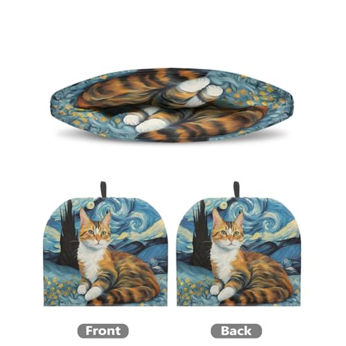 Image of Large Tea Cozy for Teapot Starry Night Cat Print Extra Thick Tea Pot Cover Home Kitchen Decoration Insulated Teapot Cozy Dust Kitchen Accessories for Home Daily