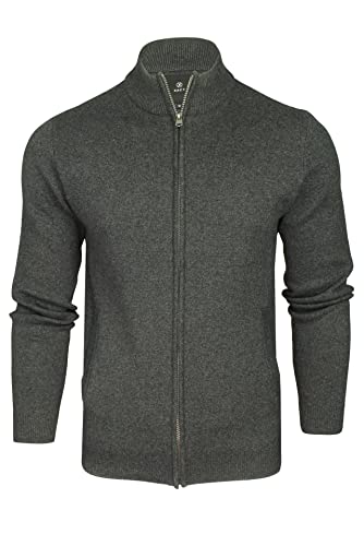 Xact Mens Cotton Rich Full Zip Cardigan Jumper (Dark Grey Marl) XL