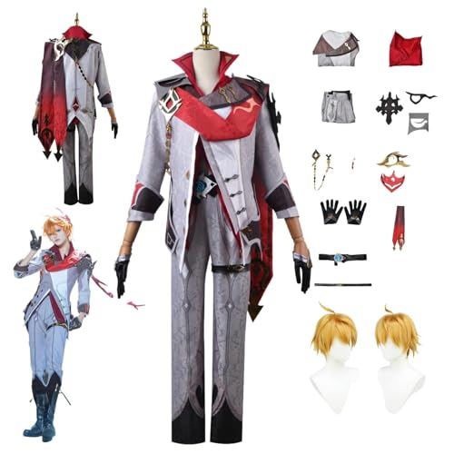 ZYJKGL Anime Genshin Impact Uniforme de Cosplay Ajax Disfraz de Cosplay Conjunto Completo – Fiesta de Halloween y Convenciones de Anime Conjunto Completo Disfraz Adultos