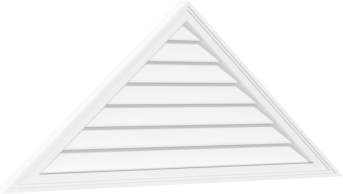 Ekena Millwork GVPTR72X1502SF Triangle Surface Mount PVC Gable Vent, 72"W x 15"H, Factory Primed White