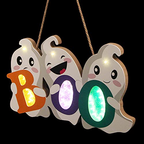 FINGOOO Halloween Door Decor Hanging Sign,BOO Ghost Halloween Door Hanger with Light for Front Door Decorations Outdoor FINGOOO Halloween Door Decor Hanging Sign,BOO Ghost Halloween Door Hanger with Light for Front Door Decorations Outdoor