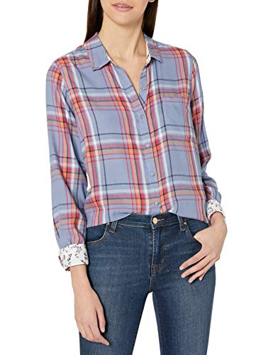 Lucky Brand Women's Long Sleeve Button Up Classic Plaid Shirt, Blue Multi, X-Small