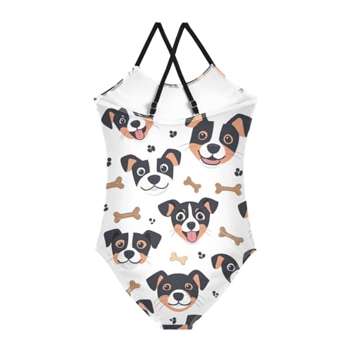ZZKKO Happy Dog Bones Girls Swimsuit One Piece Bathing Suit for Baby Girls' Swimwear 3-10T2