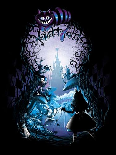 Youtheart Painting with Diamonds Alice Wonderland Diamond Art, 5D Full Drill Cross Stitch Embroidery Kit