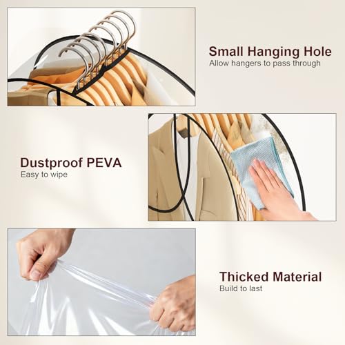 MISSLO 8\" Gusseted Shoulder Cover 6-Pack Wide Garment Covers for Clothes Storage Clear Plastic Clothes Cover for Hanging Dustproof Clothes Protectors for Hanging Clothes for Suits, Shirts, Coats