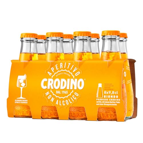 Crodino alkoholfreier Aperitif, 8 x 98 ml – Italienischer Classic Aperitivo, alkoholfreier Spritz, über 30 Kräuter- & Fruchtextrakte, erfrischend & prickelnd