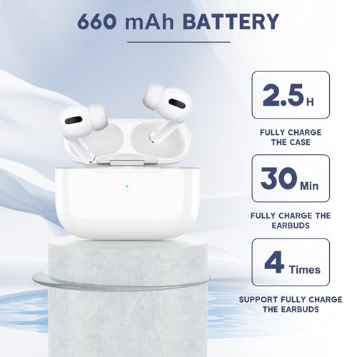 Image of Wireless Charging Case for Airpod Pro 1 & 2 Gen, Airpod Pro Charging Case Replacement wiht 660 mAh Battery, Replacement Airpod Pro 2 Charging Case with Bluetooth Pairing Sync Button,No Earduds