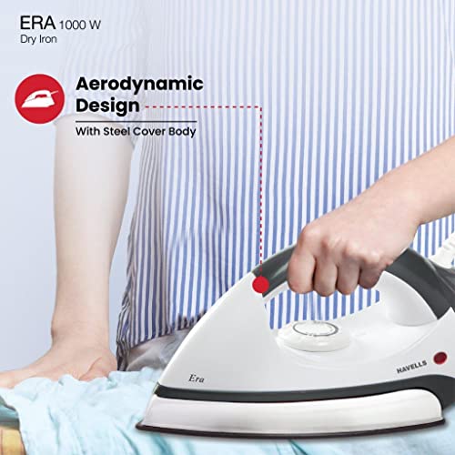 Image of Havells Plastic Era 1000-Watt Dry Iron (Grey /White), 1100 Watts, Pack of 1