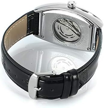 MASTOP Rectangle Watch Automatic Mechanical Waterproof Watch Black Leather with Stainless Steel Watches for Men - Image 5