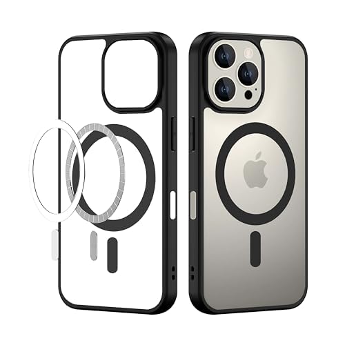 TOUCCH iPhone 16 pro Max Magnetic Transparent Case | Shock Proof Design & Camera Protection | Magsafe Wireless Charging case for Apple iPhone 16 pro Max | Sleek Hard Crystal Cover – Black (Back)