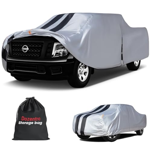 Image of Nissan Titan XD Truck Cover Custom Fit 2016-2026 Crew Cab Short Bed(6.6') with Door Zipper, 10 Layers Outdoor Heavy Pickup Truck Cover Waterproof All Weather, Wind Dust Sun Protector.