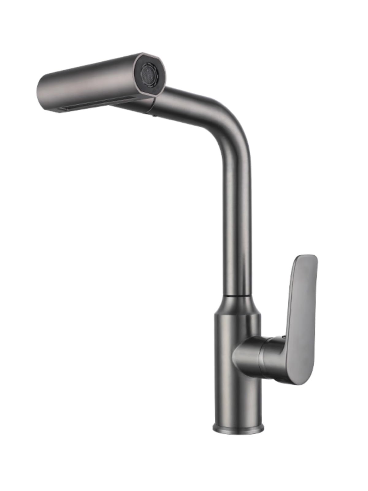 ZYCHSJXA Kitchen Faucet Pull-Out with Hot and Cold Splash-Proof Multifunctional Household Retractable Waterfall Gun Gray
