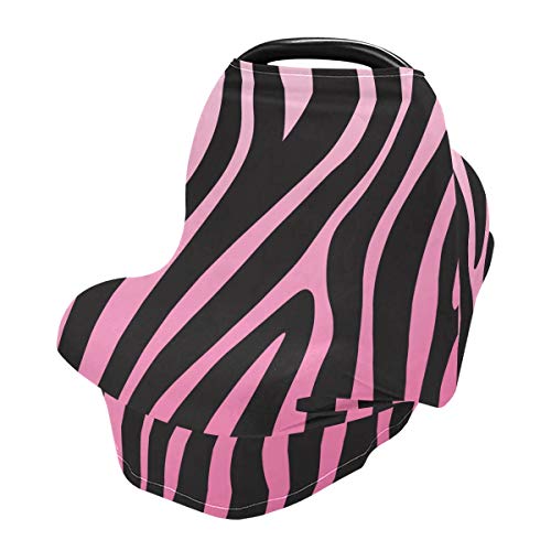 Nursing Cover Breastfeeding Scarf Pink Zebra Print - Baby Car Seat Covers, Infant Stroller Cover, Carseat Canopy for Girls and Boys (be12a)