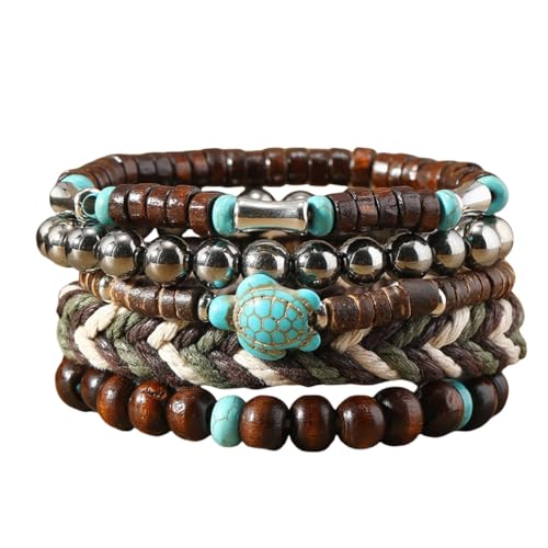 Bracelets multi-couches bohèmes empilables avec perles bleues