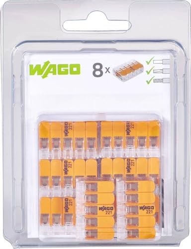 WAGO® Lot de 8 bornes à levier 5 fils 4 mm² 221-415