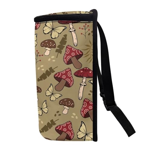 Image of Talayituse Mushroom Butterfly Print Car Trash Can with Lid, Leak Proof Auto Trash Bag Hanging Vehicle Garbage Can Multipurpose Storage Container for Back Seat Road Trip