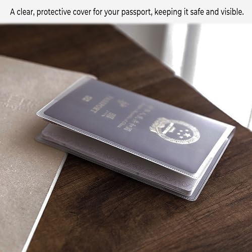 Image of Kraptick Polypropylene Passport Cover, Transparent & Waterproof Passport Cover, Passport Coverage Protector, Passport Covers with 2 Additional Pockets for Cards & Tickets (Pack of- 2)