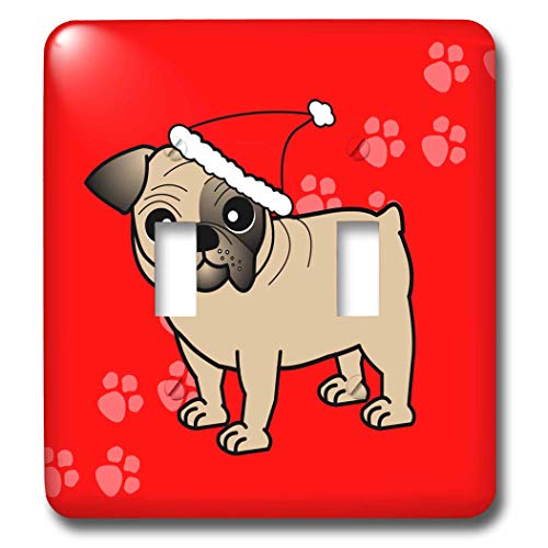 Double interrupteur à bascule Bouledogue de Noël décor de prise de chambre - 2