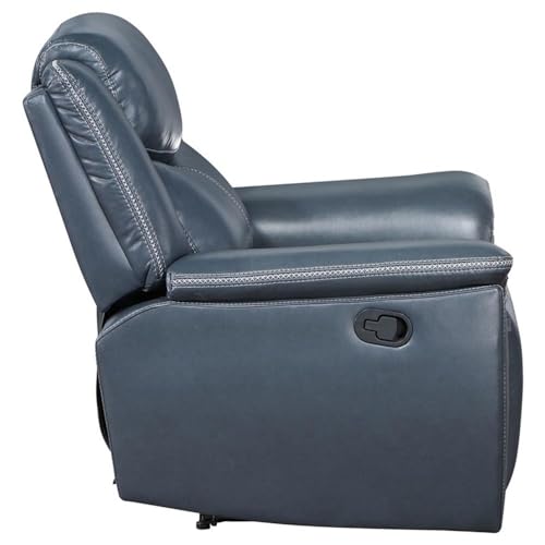 Sillón reclinable manual de cuero sintético azul miniatura 7