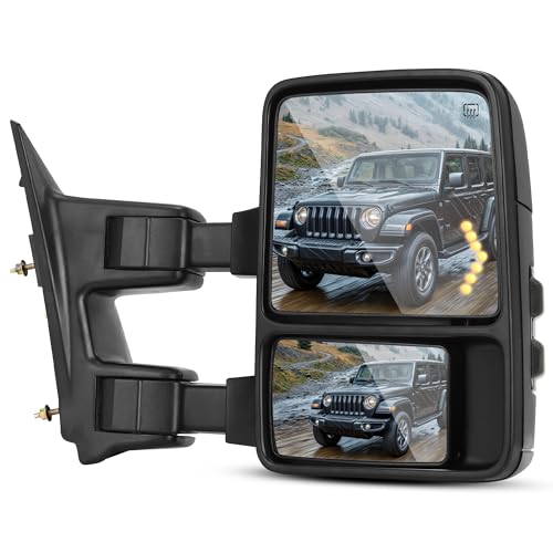 DWVO Towing Mirror Compatible with 2008 2009 2010 2011 2012 2013 2014 2015 2016 Ford F250 F350 F450 F550 Super Duty, Right Passenger Side Mirror with Power Heated Manual Folding by DWVO - Used condition - US$21.98