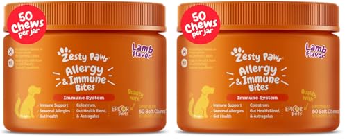 Image of Zesty Paws Dog Allergy Relief Chews, Dog Probiotics for Itchy Skin and Ears, Lamb, 50ct (Pack of 2)
