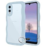 FOR Arrows We2 ケース ブルー ウェーブ TPU波状のバンパー 半透明 スマホケース かわいい うねうね Arrows We2 F-52E FCG02 ウェーブ デザイン 可愛い 韓国 女性用 薄型 人気 おしゃれ 耐衝撃 ストラップホール付き(ブルー)