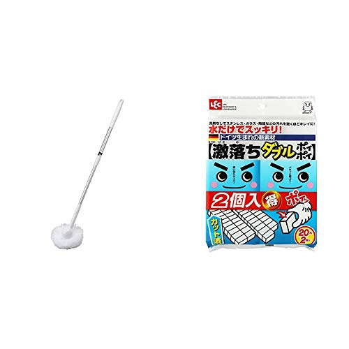 レック 激落ちくん お風呂まるごと バスクリーナー (ミドル伸縮) 68~85cm S-825 & 激落ち ダブルポイポイ カット済み 40片 メラミンスポンジ (1カット:4.5×2×2.9cm) 水だけで汚れ落し S-701【セット買い】