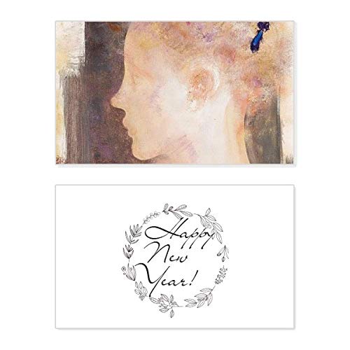 Tarjeta conmemorativa de año nuevo Side Beauty Girl XJJ con pintura al óleo ideal para regalar