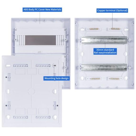 Quadro elettrico da parete 24 moduli DIN con doppia porta trasparente fumé per interno - 33x27.5x10cm