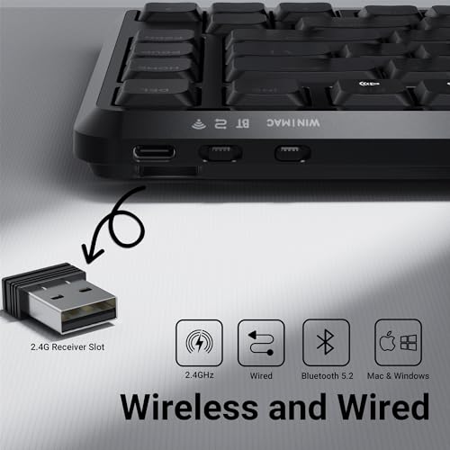 Image of Keychron KJ1 Low Profile Wireless Mechanical Keyboard, 2.4 GHz Bluetooth QMK 75% Layout RGB, Hot-swappable Brown Switch Compatible with Mac Windows Linux, 2000mAh Fast Charge for Gaming - Black