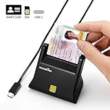 Type C Smart Card Reader Rocketek DOD Military USB-C Common Access CAC Smart Card Reader Writer, Compatible with Windows (32/64bit) XP/Vista/ 7/8/10, Mac OS X