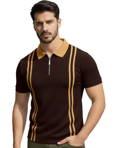 Image of AUSK Men Casual T-Shirt, Texture Printed Half Sleeve Tshirt for Mens, Polo Tshirt for Boys