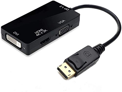 Zhiyuen Mini Displayport 1.2 Thunderbolt 2 Mini Dp To Vga/Dvi/Hdmi Display 4Kx2K 3 In 1 Monitor Adapter Black #TOP13