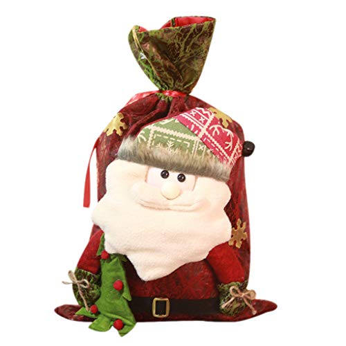 Ibeans Sachets Cadeaux NoëL Vieux Dessin Animé Rouge Sac Cadeau Bonhomme De Neige Fourre-Tout Pour Enfant Princesse (E)