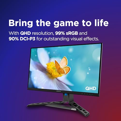 Image of Lenovo Legion {Smartchoice} R27qe Gen 2 | 27 inch (68.58cm) QHD IPS 200Hz Gaming Monitor | 0.5ms, AMD FreeSync, 99%sRGB, 2xHDMI 2.1, TMDS, 1xDP 1.4| Tilt, Swivel, Pivot, Height Adjust | Black | 68C7GAC3IN