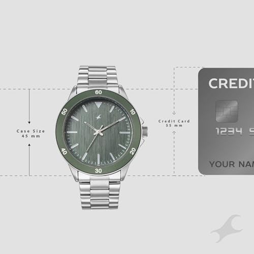 Image of Fastrack Stunners X Quartz Analog with Green Dial Steel Stainless Steel Strap Watch for Men - 38160KM02