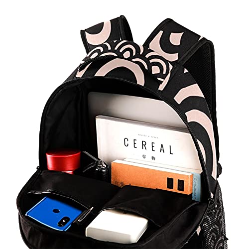 Sac à dos campus géométrique noir spacieux pour filles et garçons actifs - 4