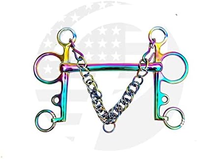 Rainbow Multi Color Pelham Curb Bit Mullen Mouth Horse Bit Stainless Steel