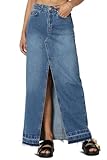 TheMogan Butt Lift Wash Jean Pencil Knee Length Midi Stretch Soft Denim Skirt