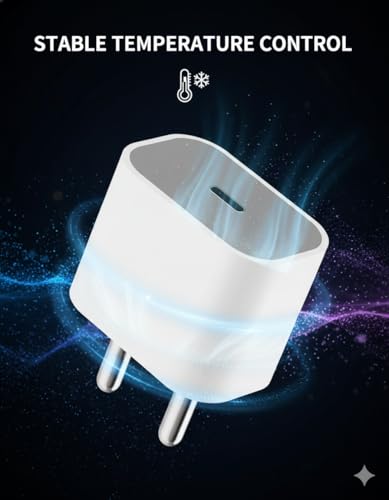 Image of HANYCONY 20W USB-C Fast Adapter for iPhone 16 15 14 13 12 11 Series | PD Power Adapter | BIS Certified | Original Charging for Lightning-Speed (Support Upto 27W) |No Cable