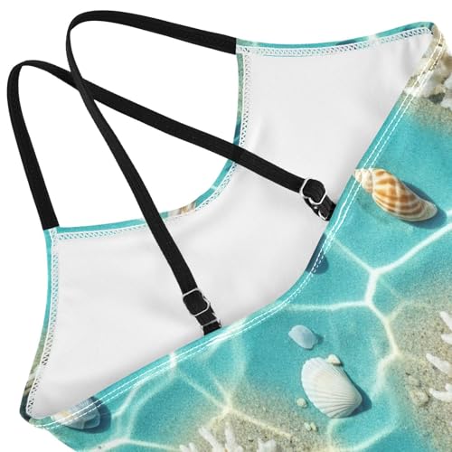 Girl Bathing Suits Beach Bathing Suit 3-10 Y with Adjustable Shoulder Strap, Underwater Beach Scenes Sand4