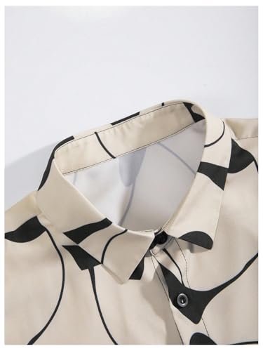 COZYEASE Men's Tropical Print 2 Piece Outfits Short Sleeve Button Down Shirt Tops and Shorts Set3