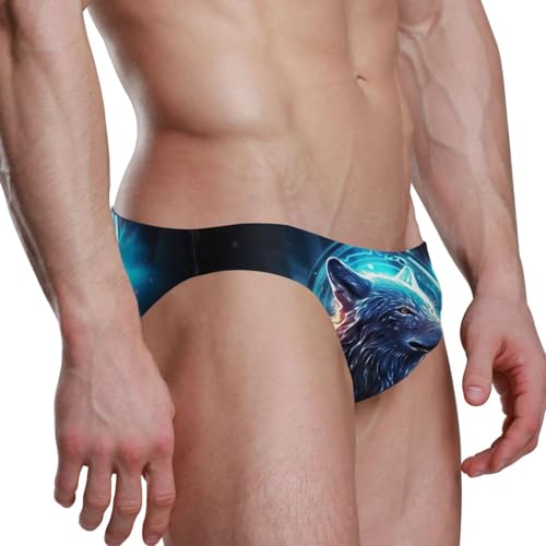 Men's Galaxy Wolf Animal Swim Briefs Bikini Swimsuit S 202a05253