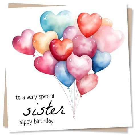 Heart Balloon Birthday Card for Sister Cover