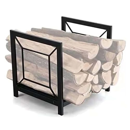 Estante de leña resistente para uso en interiores y exteriores, soporte de troncos de metal duradero para un almacenamiento eficiente de leña en la chimenea