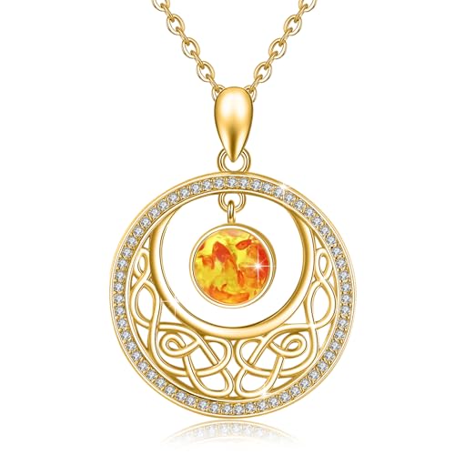 PARYFO Bernstein Sonne Halskette 925 Sterling Silbe Amber Sonnen Anhänger Vergoldeter Anhänger Halskette Bernstein Schmuck für Frauen Mädchen, Sterling Silber